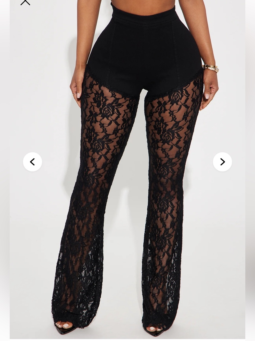 Fashion Nova Festival Favorite Lace Flare Jeans - Black NWT